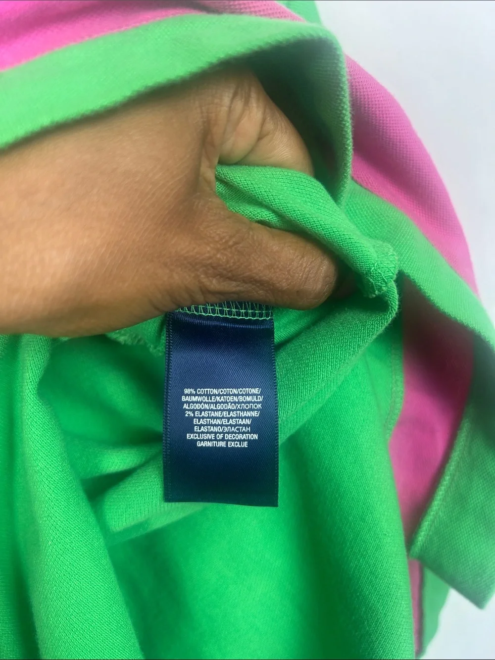 Ralph Lauren Bright Green Polo Dress with Pink Hem Stripes
